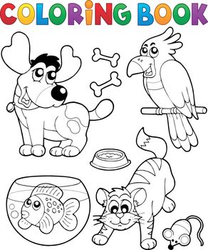 Coloring book with pets 4 - eps10 vector illustration.