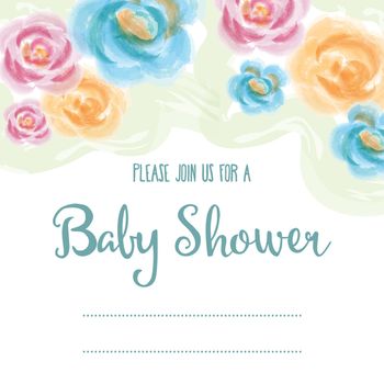baby shower card with watercolor flowers