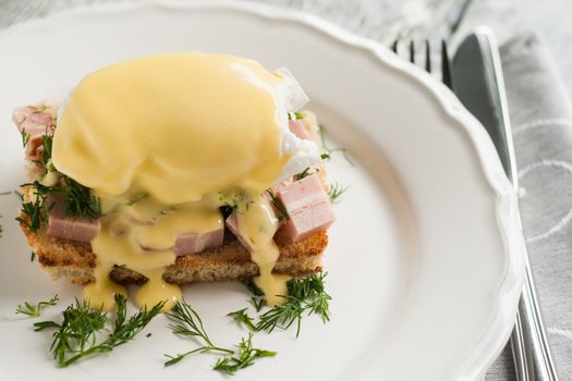 eggs Benedict in the context of a hollandaise sauce