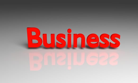 Red business text. 3d  on gray background.