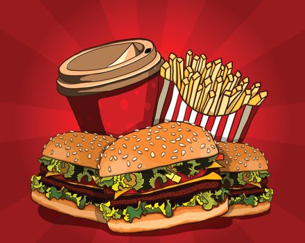 Fast food vector illustration.