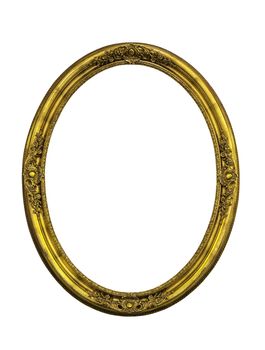 Golden classic ellipse frame isolated 