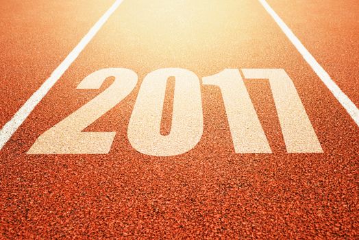 2017 Happy New Year, athletics sport running track concept