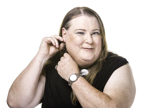 Closeup of Transgender Woman Adjusting and Earring