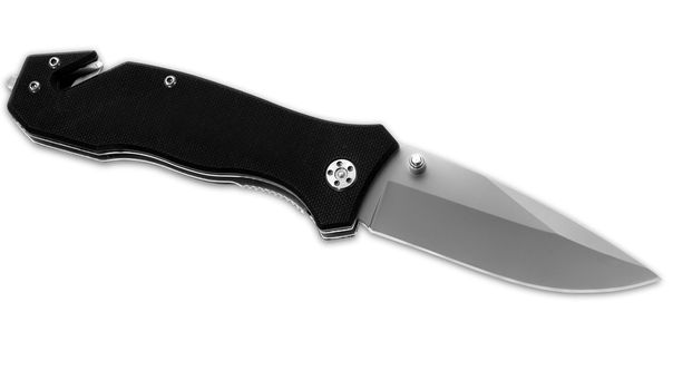 jackknife foldable steel pocket knife isolated over the white ba