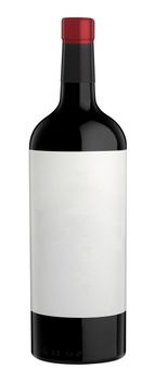 red wine and a bottle isolated