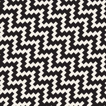 Vector Seamless Black and White Diagonal ZigZag Jagged Pattern