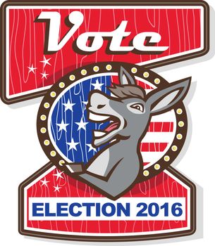 Vote Election 2016 Democrat Donkey Mascot Cartoon