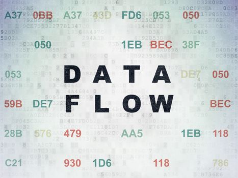 Data concept: Painted black text Data Flow on Digital Data Paper background with Hexadecimal Code