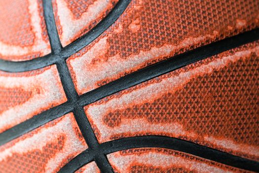 Closeup old basketball basket ball for texture