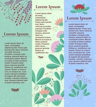 Set of vertical banners with floral elements and place for your text. Vector