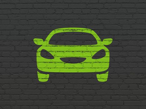 Travel concept: Car on wall background