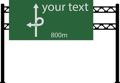 Blank road sign on the road. Vector illustration.