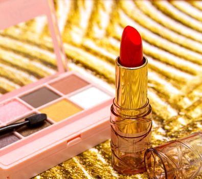 Red Lipstick Makeup Indicates Beauty Product And Face 
