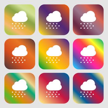 snowing icon. Nine buttons with bright gradients for beautiful design. Vector