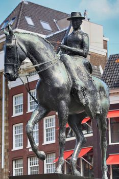 The equestrian statue of Queen Wilhelmina in Amsterdam