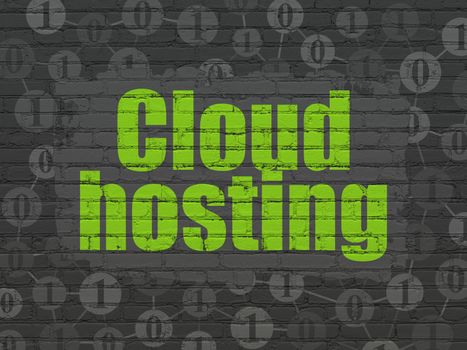 Cloud technology concept: Cloud Hosting on wall background