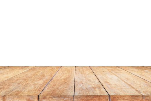Top of wooden table on white background