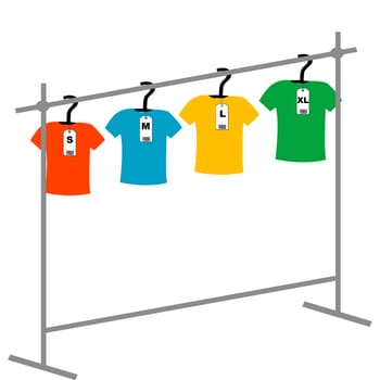 Coat hangers with tags and T-shirts