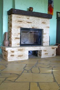  stone fireplace in the living room