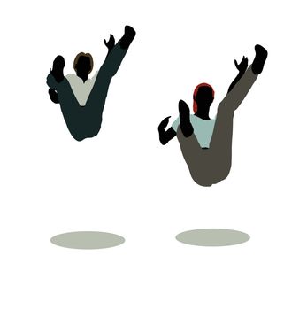 EPS 10 vector illustration of man and woman silhouette in Still Pose Falling
