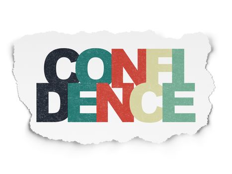 Finance concept: Painted multicolor text Confidence on Torn Paper background