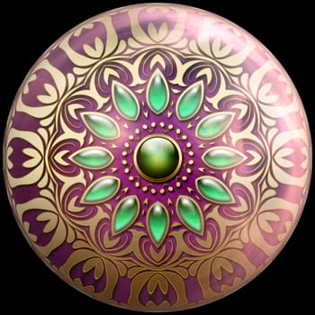 Glossy button with colorful embellishment
