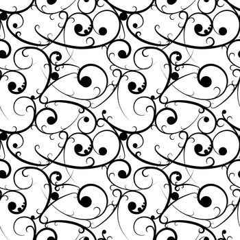 Black baroque seamless pattern in victorian style