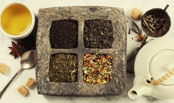 Tea composition with different kind of tea.