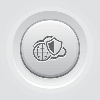 Safety Global Cloud Icon. Grey Button Design.
