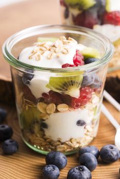 musli served with joghurt and fresh fruits