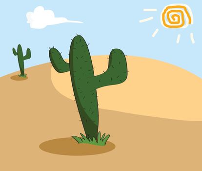 Cactus grows in the arid desert