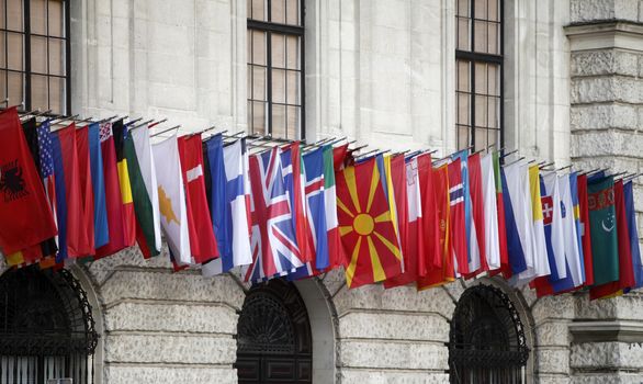 International flags at the Hofburg in Vienna