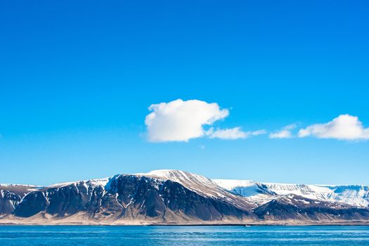 Mountain in the icelandic ocean