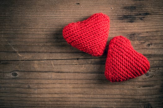 Handmade knitted hearts