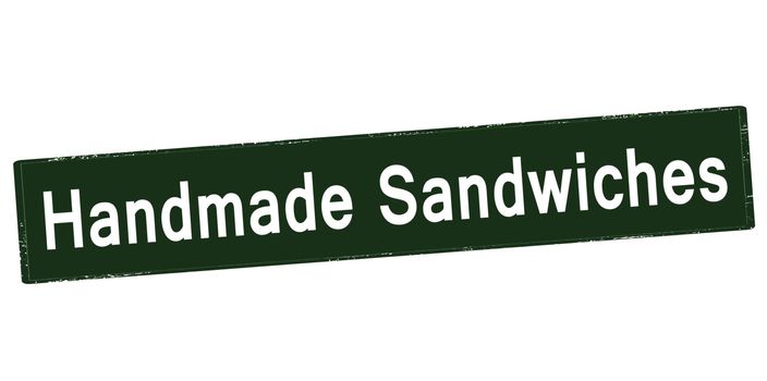 Rubber stamp with text handmade sandwiches inside, vector illustration