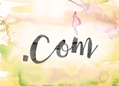Dot Com Colorful Watercolor and Ink Word Art