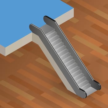 escalator stairway isometric vector illustration