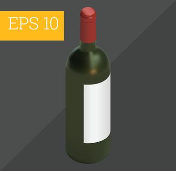 wine bottle isometric vector illustration