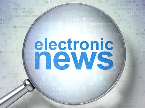 News concept: Electronic News with optical glass