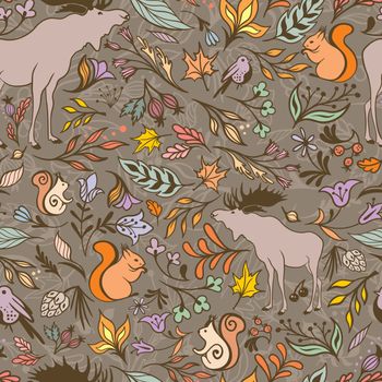 Vector Fall Forest Pattern