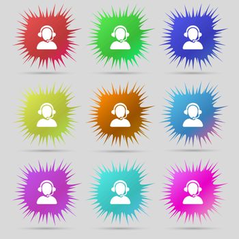 Customer support icon sign. A set of nine original needle buttons. Vector