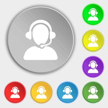 Customer support icon sign. Symbol on eight flat buttons. Vector