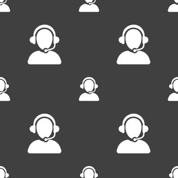 Customer support icon sign. Seamless pattern on a gray background. Vector