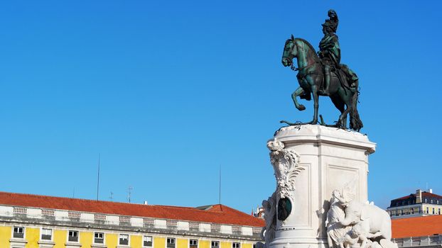King Joseph statue, Commerce square, Lisbon, Portugal