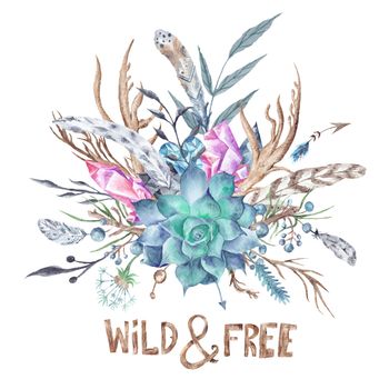 Wild and Free Boho Watercolor Illustration
