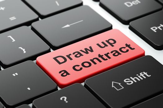 Law concept: Draw up A contract on computer keyboard background