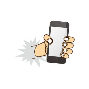cartoon hand holding phone
