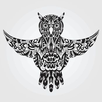 Ornamental hand-drawn owl 