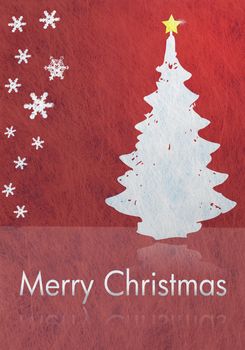 Abstract christmas tree and snowflakes and the words Merry Christmas, christmas card